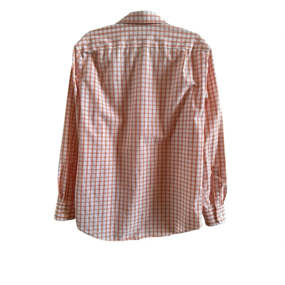 Banana Republic Vintage Orange Gingham Men's Slim Non Iron 16-16 I/2 34-35 Shirt